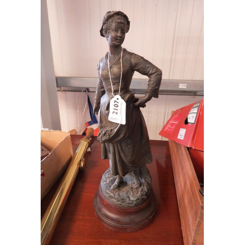 2107 - A spelter figure of a lady