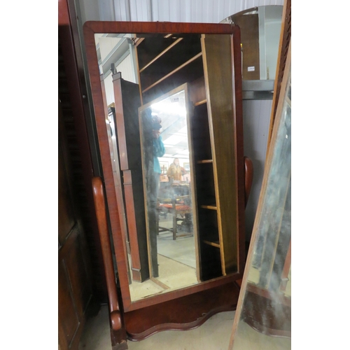 2118 - A victorian mahogany cheval mirror