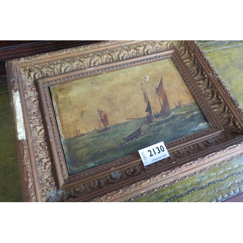 2130 - A small Victorian oil on canvas of sailboats