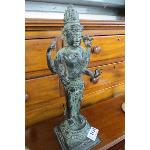 2132 - A Verdegns bronze finish Indonesian deity statue of a four arm god Vishnu