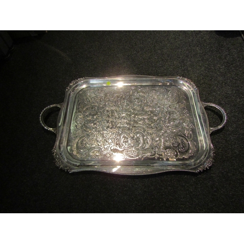 1495 - A Viners of Sheffield Alpha plate, twin handled tray of rectangular form, 56cm long