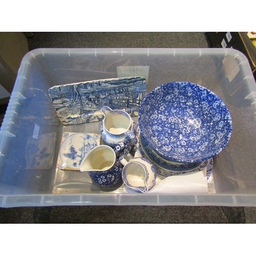 1496 - A quantity of blue and white china ware including a Copeland Spode wash bowl and a 19th Century Dutc... 