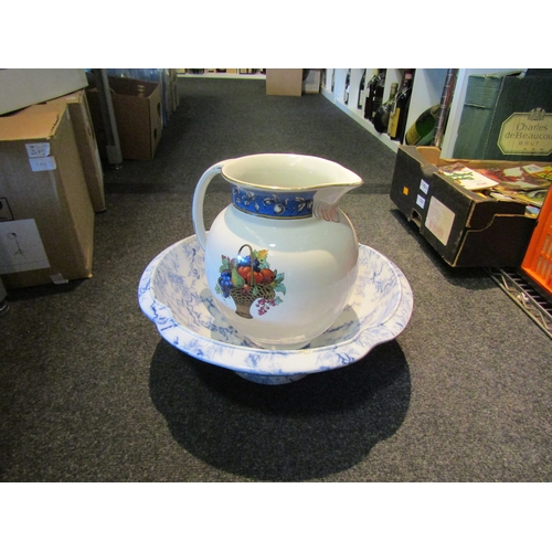 1496 - A quantity of blue and white china ware including a Copeland Spode wash bowl and a 19th Century Dutc... 