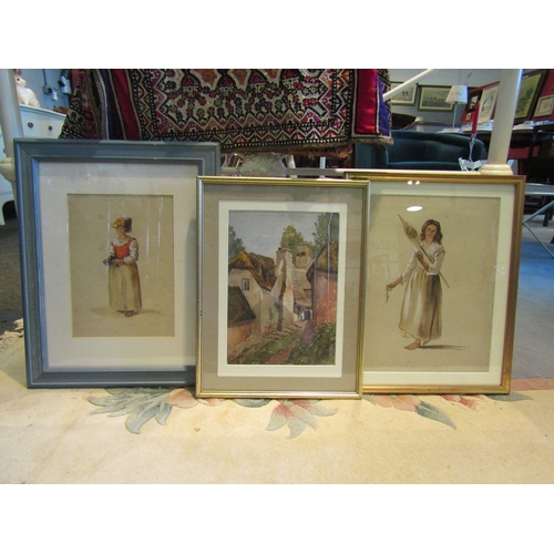 1510 - Ten framed watercolours from an 1850's portfolio, including Scottish and Spanish scenes, artist unkn... 