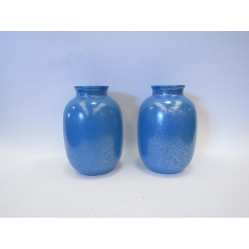 1538 - A pair of Poole blue lustre ware vases, 20cm tall   (E)  £25-40