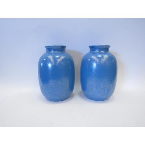 1538 - A pair of Poole blue lustre ware vases, 20cm tall   (E)  £25-40