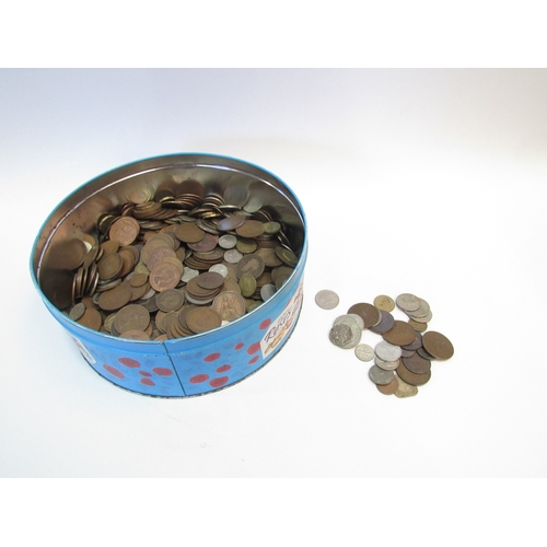 1354 - A tin of mixed coinage including half pennies