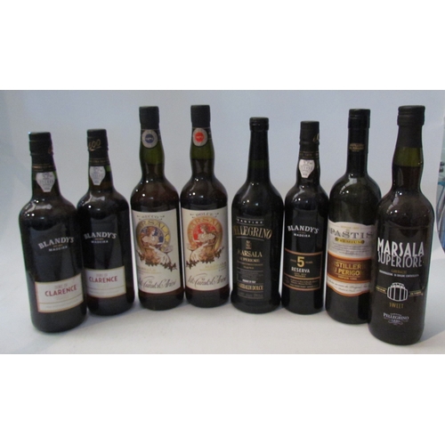 8138 - 8 bottles of various wines including Blandy's Madeira Duke of Clarence x 2, Blandy's Madeira 5 years... 