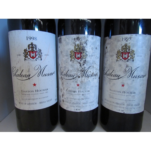 8145 - 1995 Chateau Musar Gaston Hochar x 2, 1998 x 1 (3)  (R)  £100