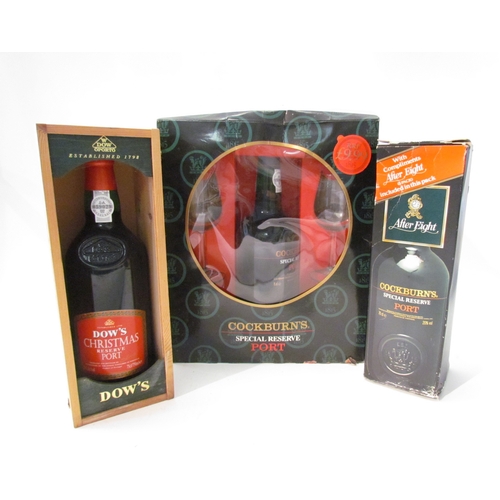 8091 - Cockburn's Special Reserve Port boxed with two glasses, Cockburn's Special Reserve Port 70cl, Dow's ... 