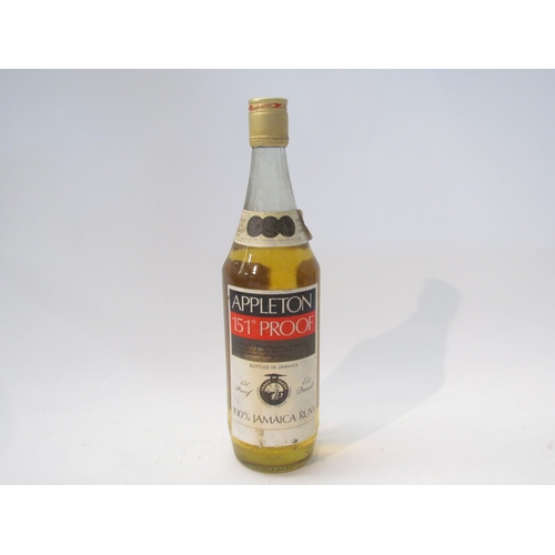 8103 - J Wray and Nephew Appleton 151 Proof 100% Jamaica Rum 4/5 quart, 1970's bottling