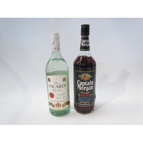 8115 - Bacardi Superior White Rum 100cl, Captain Morgan Black Label Rum 1tr (2)