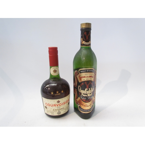 8117 - Glenfiddich Pure Malt Scotch Whisky, 75cl, Courvoisier Cognac, 24floz (2)