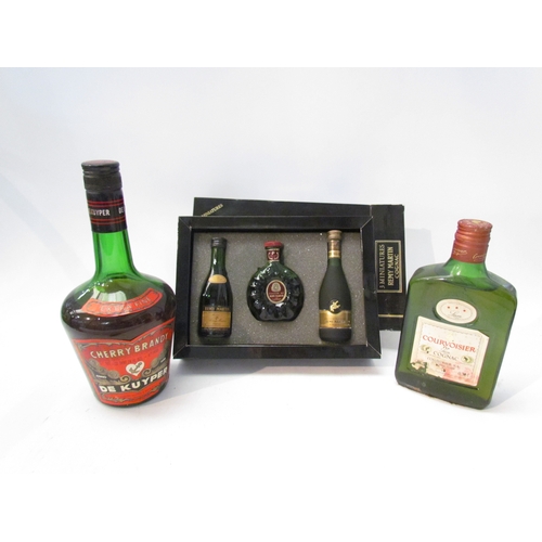 8123 - De Kuyper Cherry Brandy 24flozs, Courvoisier three star Luxe Brandy 35cl, Three miniatures Remy Mart... 