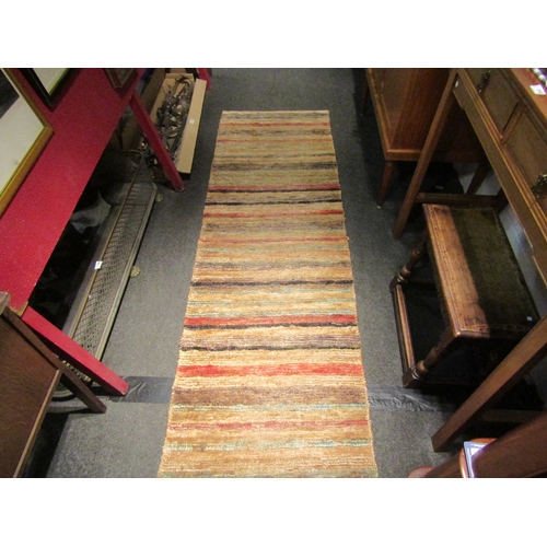 1127 - Two wool John Lewis rugs, coloured stripe design in autumnal colours, 234cm x 72cm and 179cm x 124cm