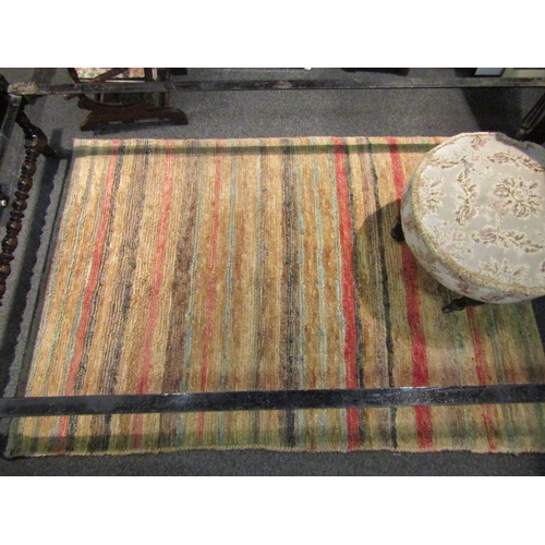 1127 - Two wool John Lewis rugs, coloured stripe design in autumnal colours, 234cm x 72cm and 179cm x 124cm