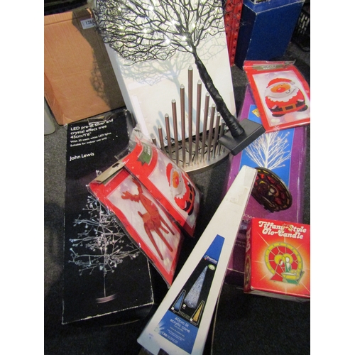 1280 - A box containing Christmas decorations, John Lewis tree, candle lights etc  (R)  £8