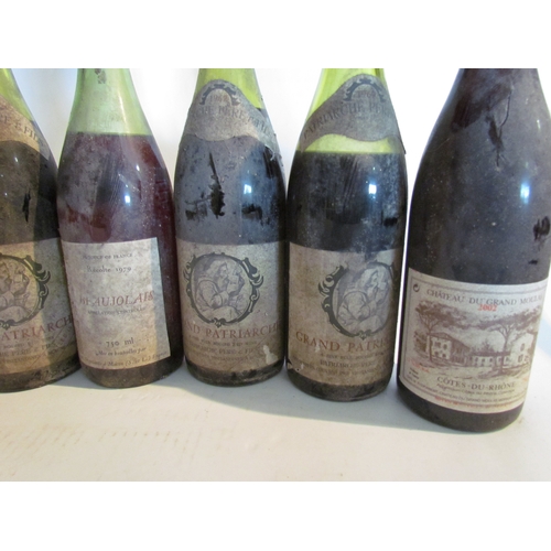 8154 - 7 bottles of various wines, 1969 Patriarche Pere et Fils Grand Patriarche x 3 a/f, 2002 Chateau Du G... 