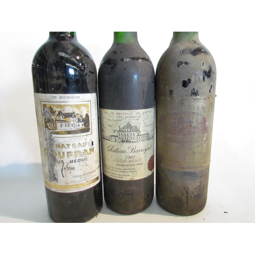 8167 - 1972 Chateau Batailley Grand Cru Classe, 1989 Chateau Barreyres, 1998 Chateau Coufran Haut-Medoc (3)