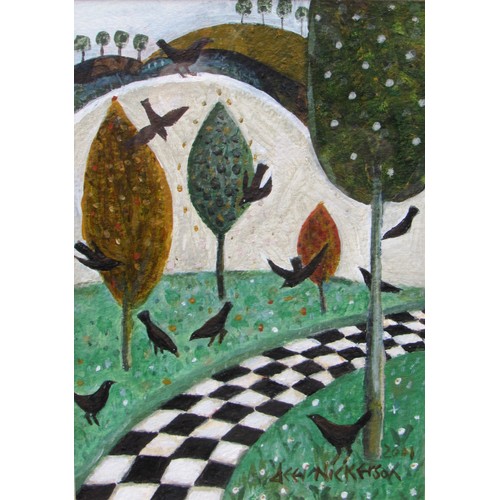 6081 - DEE NICKERSON (b.1957) A framed and glazed acrylic on paper 'Secret Garden'. Signed bottom right and... 