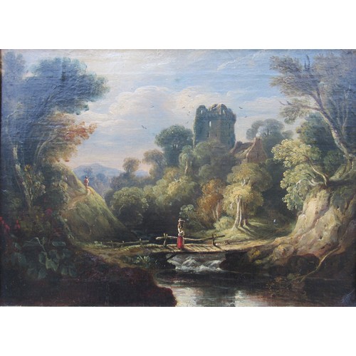 6037 - Rosslyn Castle - A 19th Century oil on board, set in an ornate gilt frame. Recent replaced back boar... 