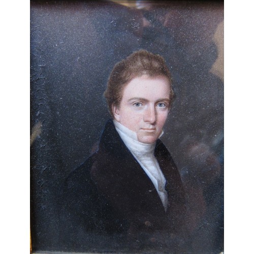 6020 - A 19th Century watercolour on ivory panel of a young gentleman. Unsigned. Set in period frame. Image... 