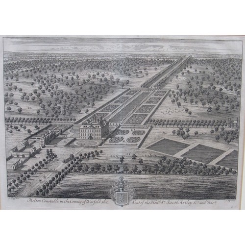 6025 - A framed and glazed 18th Century engraving, Melton Constable Hall, seat of the Hon Sir Jacob Astley ... 