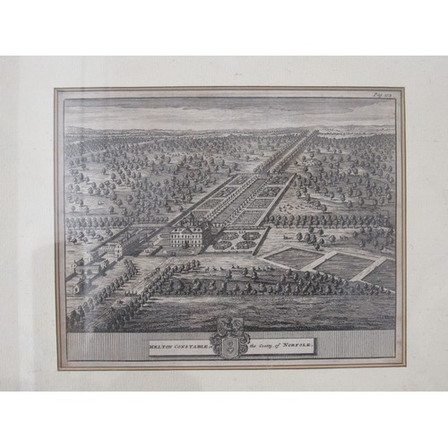 6025 - A framed and glazed 18th Century engraving, Melton Constable Hall, seat of the Hon Sir Jacob Astley ... 