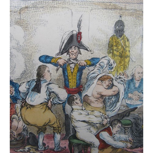 6028 - After James Gillray (1756-1815) A framed and glazed etching with hand colouring - 'Making Decent - i... 