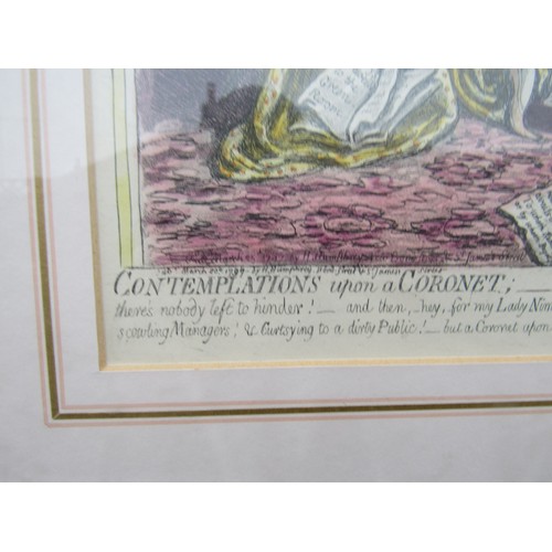 6026 - After James Gillray (1756-1815) A framed and glazed etching with hand colouring - 'Contemplations Up... 