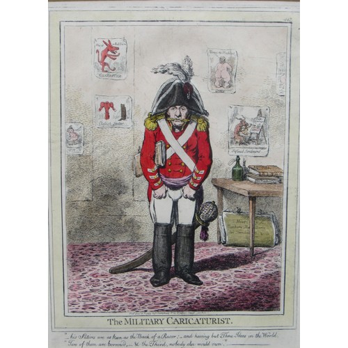 6027 - After James Gillray (1756-1815) A framed and glazed etching with hand colouring - 'The Military Cari... 