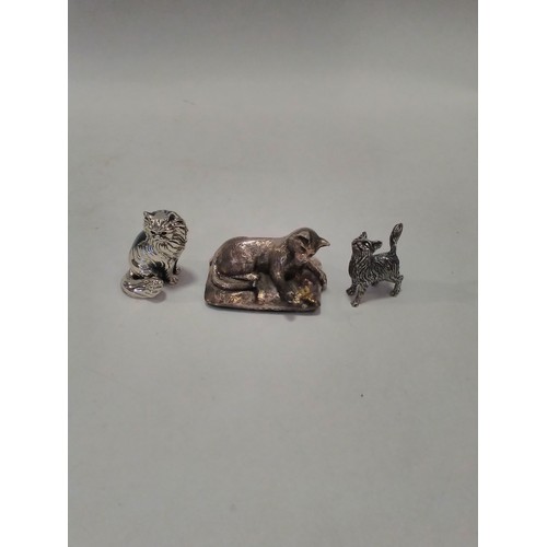 1419 - Three silver and 925 cat figures   (R) £20