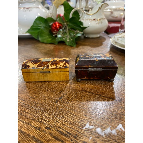 7214 - Two 19th Century tortoiseshell miniature boxes, 6.5cm & 5.5cm long