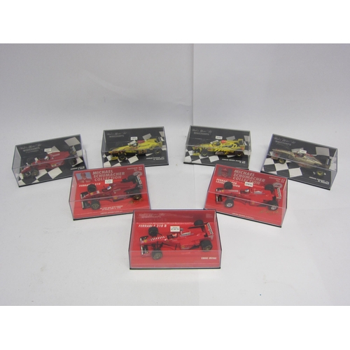 9210 - A group of seven Paul's Model Art Minichamps Ferrari and Jordan 1:43 scale diecast model Formula 1 c... 