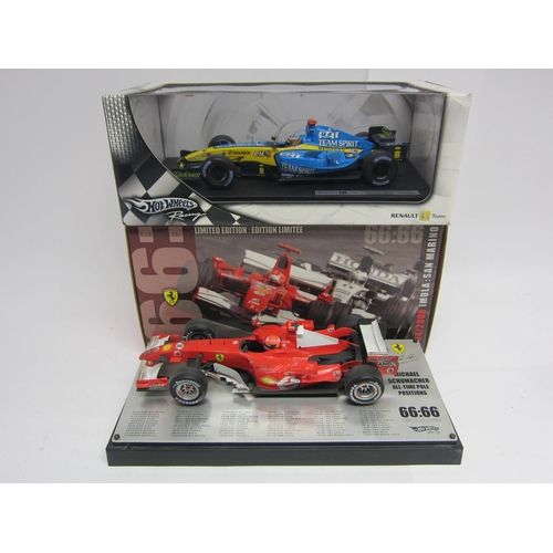 9223 - Two boxed Hot Wheels Racing 1:18 scale diecast Formula 1 racing cars to include limited edition Mich... 