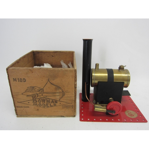 9551 - A 1930's Bowman M180 live steam stationary engine with original branded pine box