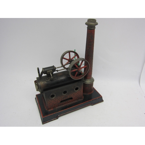 9547 - A Josef Falk live steam overtype stationary engine, the horizontal boiler on brickwork effect tinpla... 