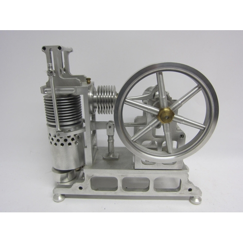 9536 - A large polished cast metal model Stirling hot air stationary engine with vertical cylinder working ... 