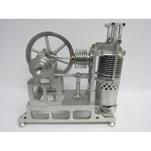 9536 - A large polished cast metal model Stirling hot air stationary engine with vertical cylinder working ... 