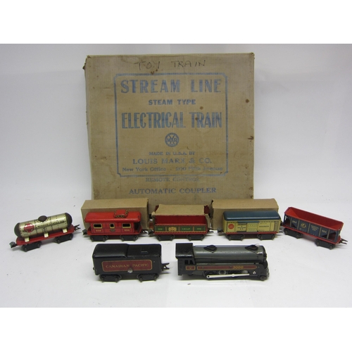 9491 - A boxed Louis Marx & Co., (USA) 0 gauge Stream Line Electrical Train set, comprising 2-4-2 Canadian ... 