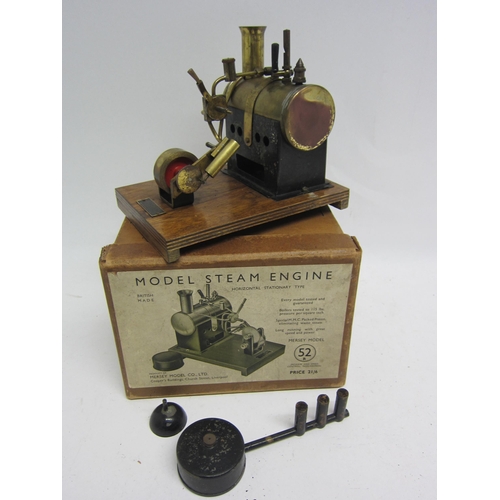 9538 - A Mersey Model No. 52 live steam stationary engine, horizontal brass boiler powering inclinded singl... 