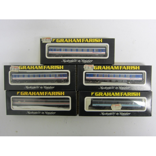 9504 - Three boxed Graham Farish N gauge No.0808 Network Southeast passenger coaches and a No.0772 passenge... 