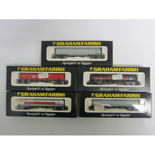 9512 - Five boxed Graham Farish N gauge 100 ton tanker bogie wagons to include 3701 Esso, 3703 Esso, 3702 B... 