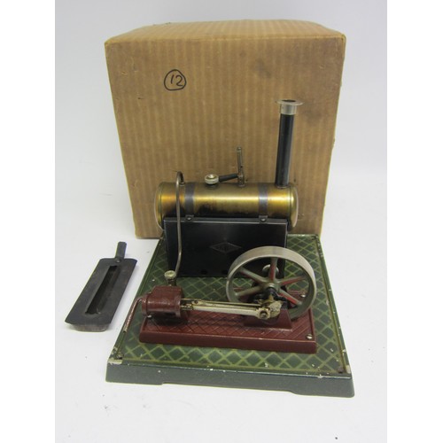 9566 - A Sachsenmeister (Germany) live steam stationary engine, horizontal brass boiler leading to single c... 