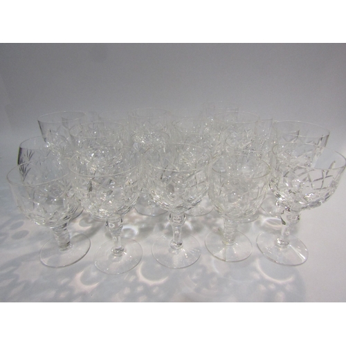 4385 - Ten cut glass wine glasses, eleven similar and two brandy balloons (23)