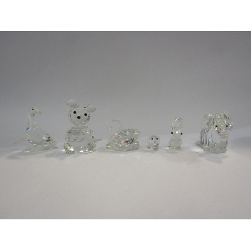 4390 - A collection of Swarovski crystal figures; geese, bear, swan, elephant, etc (6)