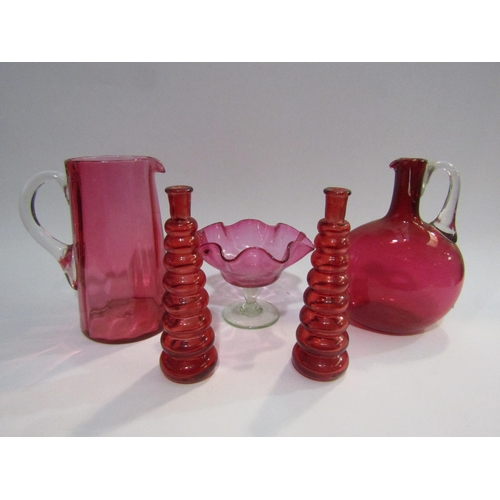 4392 - A selection of miscellaneous cranberry glassware to include jug, bonbon dish, etc.    (R) £15