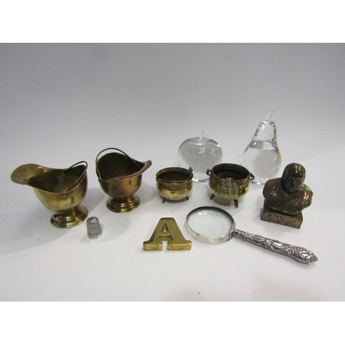 4406 - Assorted items to include a silver thimble, Winston Churchill bust, paperweights, etc