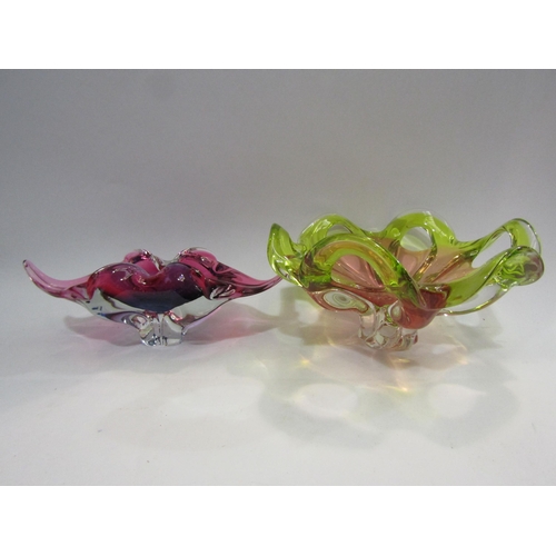 4435 - Two art glass splash bowls