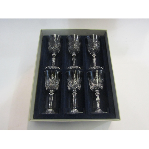 4449 - Twelve J.G. Durand crystal sherry glasses and six crystal wine glasses, all boxed